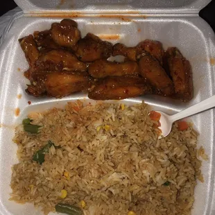 Sweet Thai Chili wings with fried rice combo