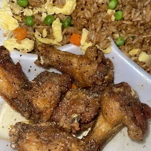 Honey garlic 6 Wings with Vegetable Fried Rice