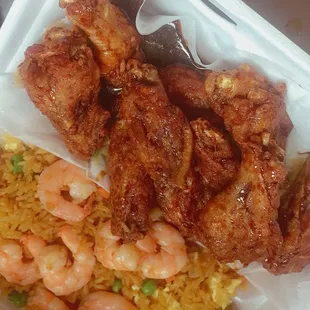 10pcs Teriyaki wings with shrimp fried rice