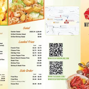 the menu of the restaurant