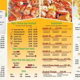 the menu of the restaurant