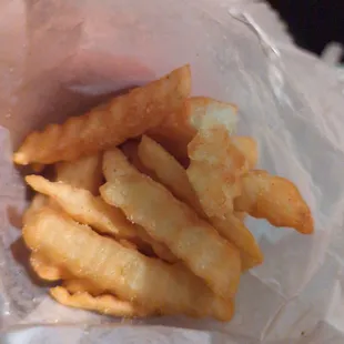 Sack of very tasty crinkly fries