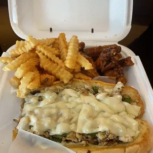 Chicken Philly cheesesteak wing combo