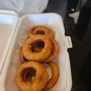 donuts in a styrofoam container