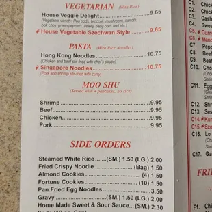 Menu as of 1/11/2022