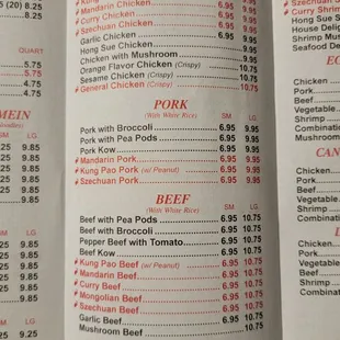 Menu as of 1/11/2022