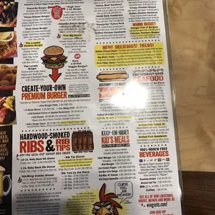 a menu for a restaurant
