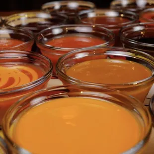 a variety of sauces and condiments