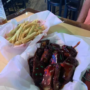 Rib tip meal with regular fries.