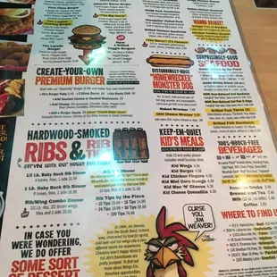 a menu for a fast food restaurant