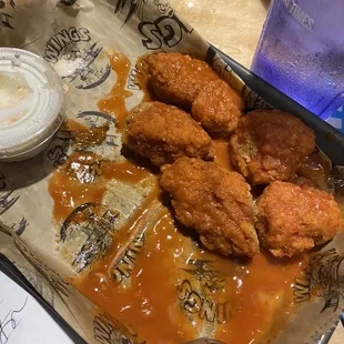 Boneless wings so salty you can't eat them.  They burn your mouth from the salt content.