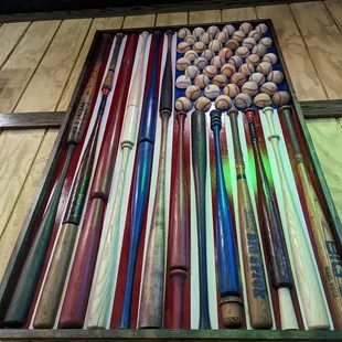 an american flag made out of baseball bats