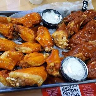 24 wings.  Half hot and half tnt.