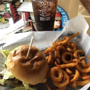 Grouper sandwich and curly fries