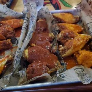 Love how you can get assorted flavors on .79 cent wing night.  Delicious