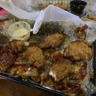 chicken wings and fried chicken, food