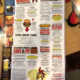 a menu for a fast food restaurant