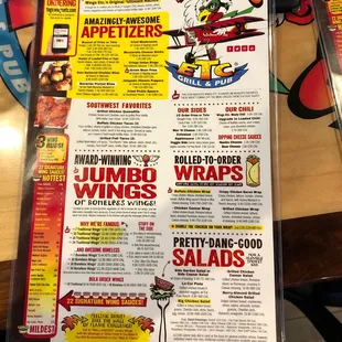 a menu for a restaurant