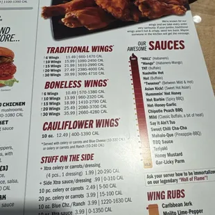 menu, chicken wings and fried chicken