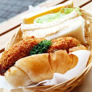 a basket of food on a table