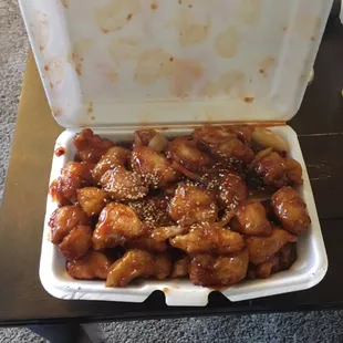 Sesame Chicken from the Family Dinner combo. This is only 1/2 meals you choose with that combo. Massive portion and delicious!
