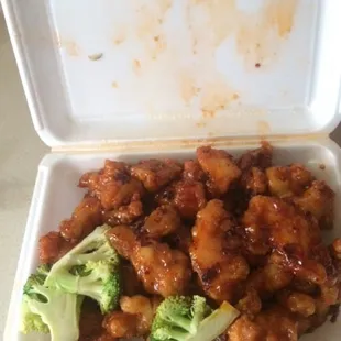I&apos;m guessing this is the general tso chicken (because the other had sesame seeds on it - so, i&apos;m guessing that&apos;s the sesame?)