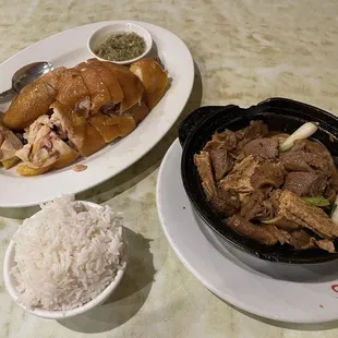 Empress Chicken Half, Beef Brisket W. Dry Bean Curd Thread - $50 for all this, both dishes were hard to chew!