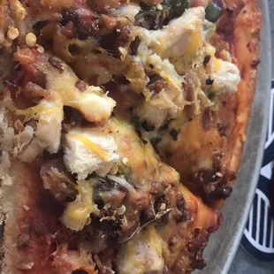 two slices of pizza on a plate