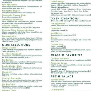 the menu of the restaurant