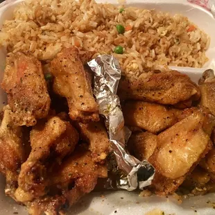 15 wing combo with fried rice ~$13 with tax.  Left wings are honey garlic pepper, right wings are lemon pepper.