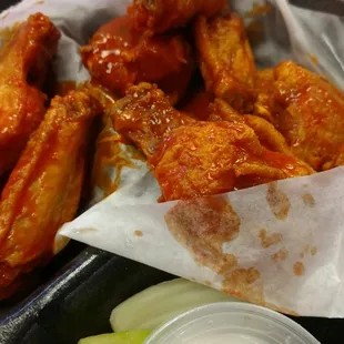 Buffalo wings.  Worth the wait.