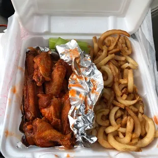 Wings and fries to go