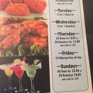Specials menu