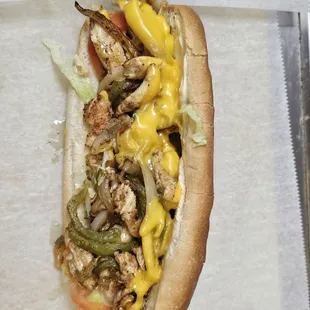 a chicken sandwich on a bun