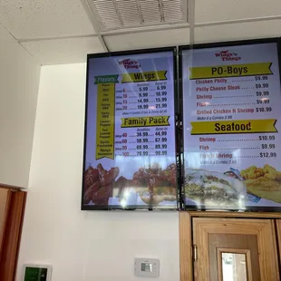 menus on the wall