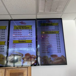 menus on the wall