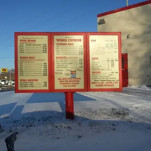 Drive up menu