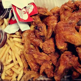 icken wings and french fries