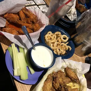 Our 25 wing combo comes with fries, celery sticks and a big ol cup of ranch