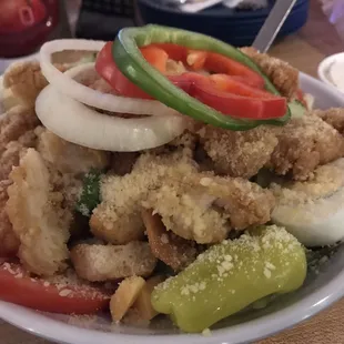 Chicken Tender Salad with Parmesan and Blue Cheese