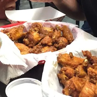 50 wings! Fries and hush puppies got cut off in the picture, but they were delish! Great customer service, too!
