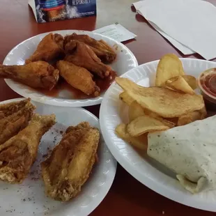 two plates of food on a table