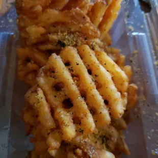 Waffle Fries seasoned with Lemon Pepper