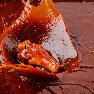 a spatula of melted chocolate