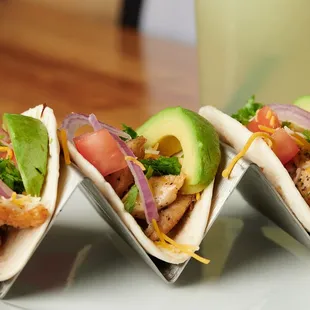 three tacos on a plate