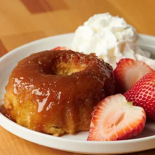 strawberries and a glazed donut