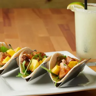 three tacos and a drink