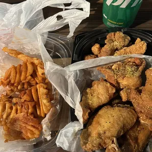 2 Tenders &amp; 6 Wings Meal  Lemon pepper wings  Garlic Parm tenders  Cajun Waffle Fries