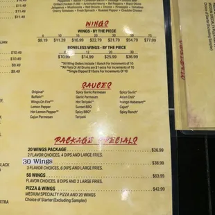 menu