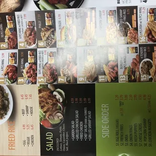 a menu for a chinese restaurant